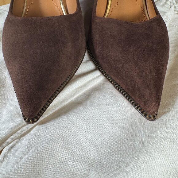 Givenchy Brown Suede Pointed Toe Zipper Detail Heels Size 38 - Picture 3 of 8